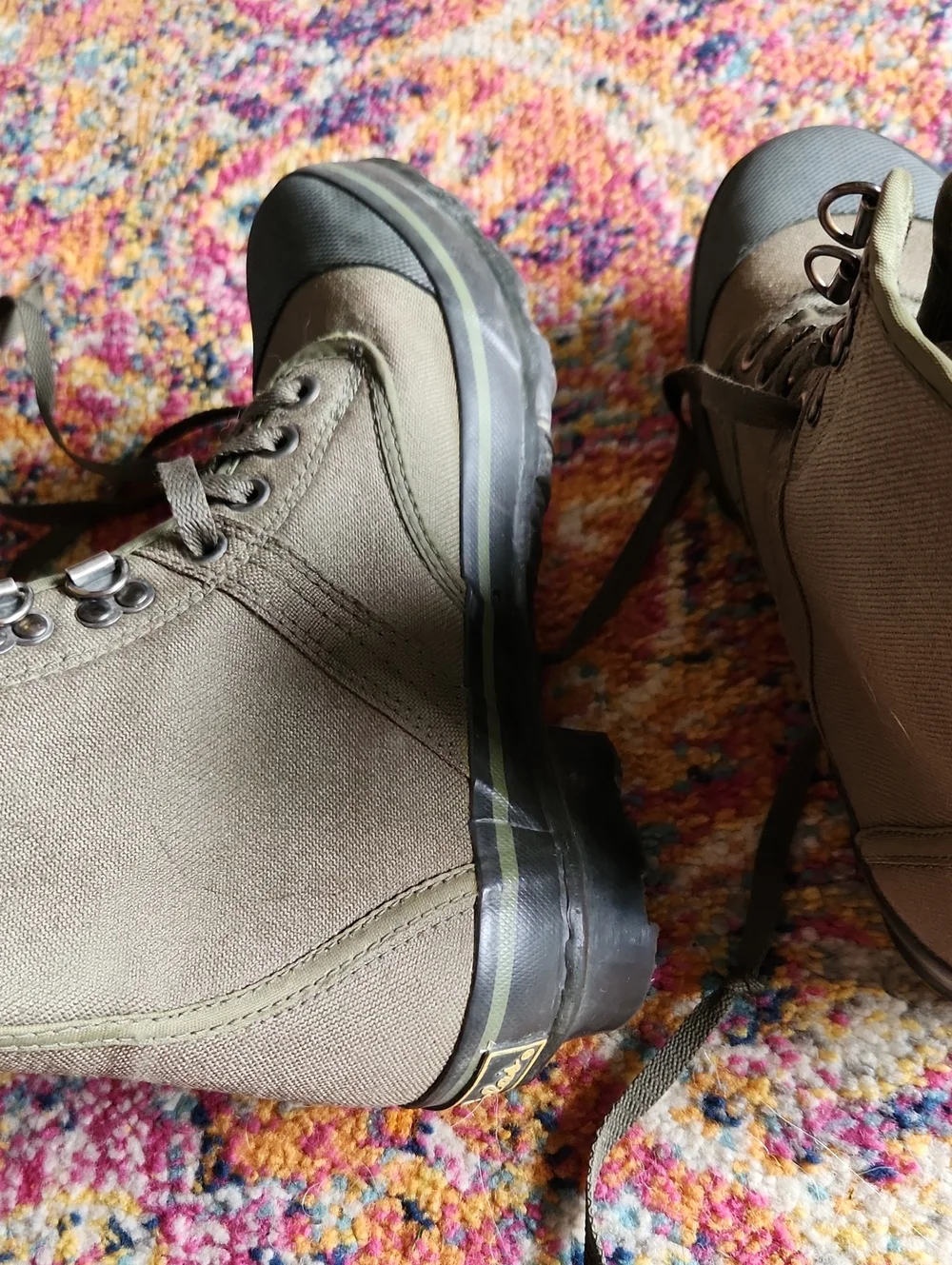 Cabelas Duck BootsOlive Green Canvas High-Top Lace-Up Boots 6